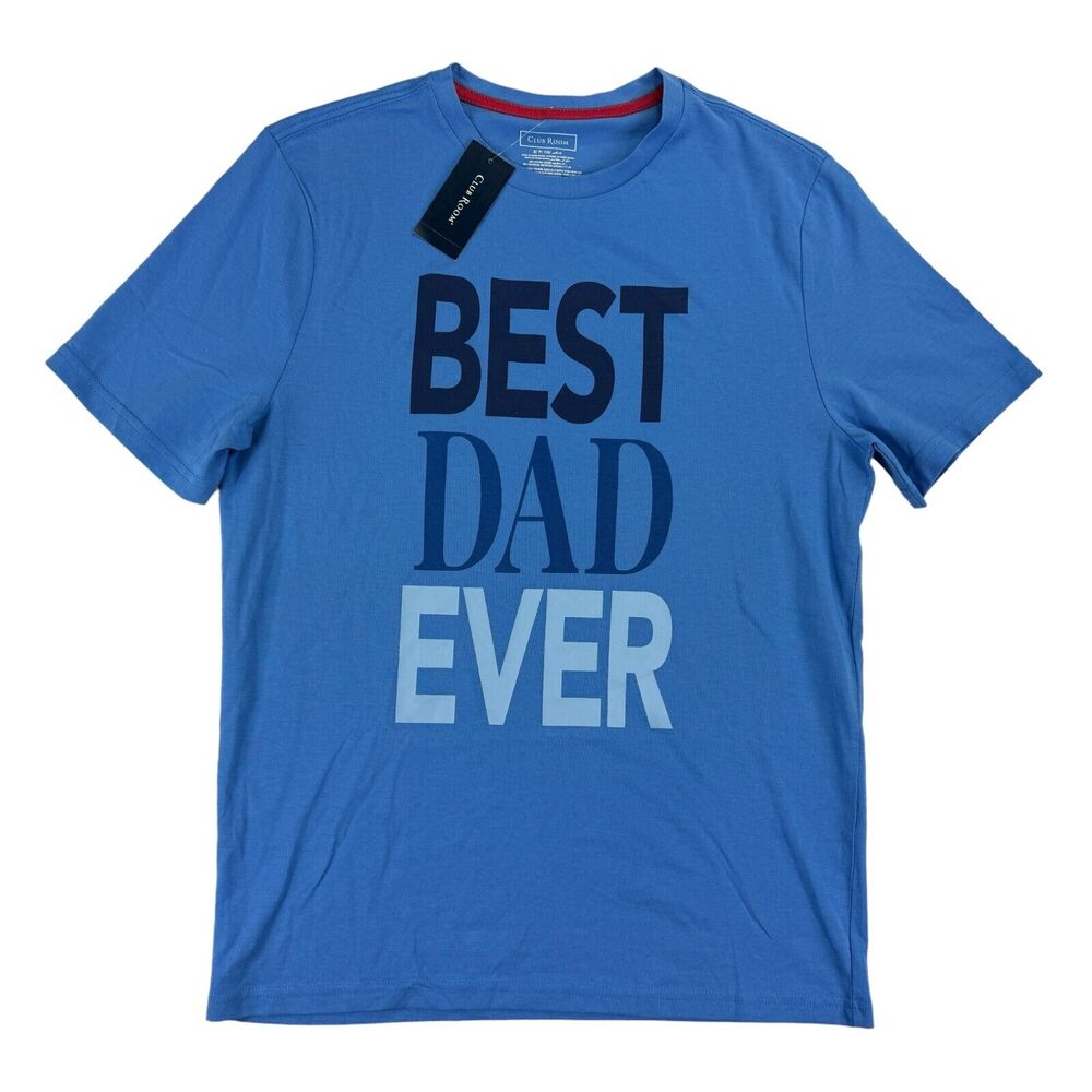 Club Room Mens Best Dad Ever Short Sleeve Pajama Top T-Shirt Blue S